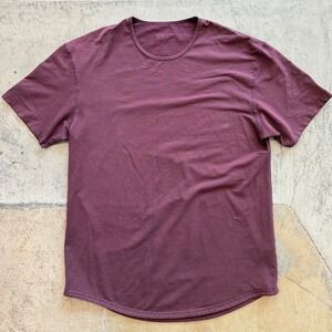 BYLT Premium Basics Drop Cut Lux T-Shirt Mens XL Maroon Burgundy Curved Hem XL